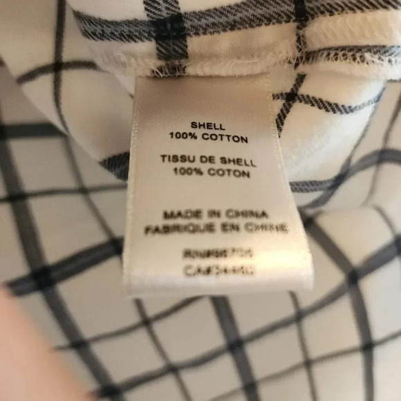 Lavie Rebecca Taylor Top Womens Size XS White Navy Windowpane 100% Cotton Slit - Picture 9 of 14